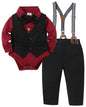 YUEMION Baby Boy Clothes Wedding Outfit Suits, 0-18 Months Infant Boy Gentleman Set, Dress Shirt+Vest+Suspender Pants+Bowtie
