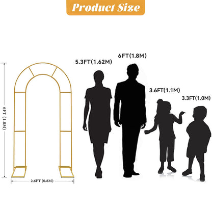 Double Arch Backdrop Stand Metal Open Arch Backdrop Frame U Shaped Wedding Arches for Ceremony Baby Shower Garden Birthday Party Decoration (Gold, 6FT×3FT)