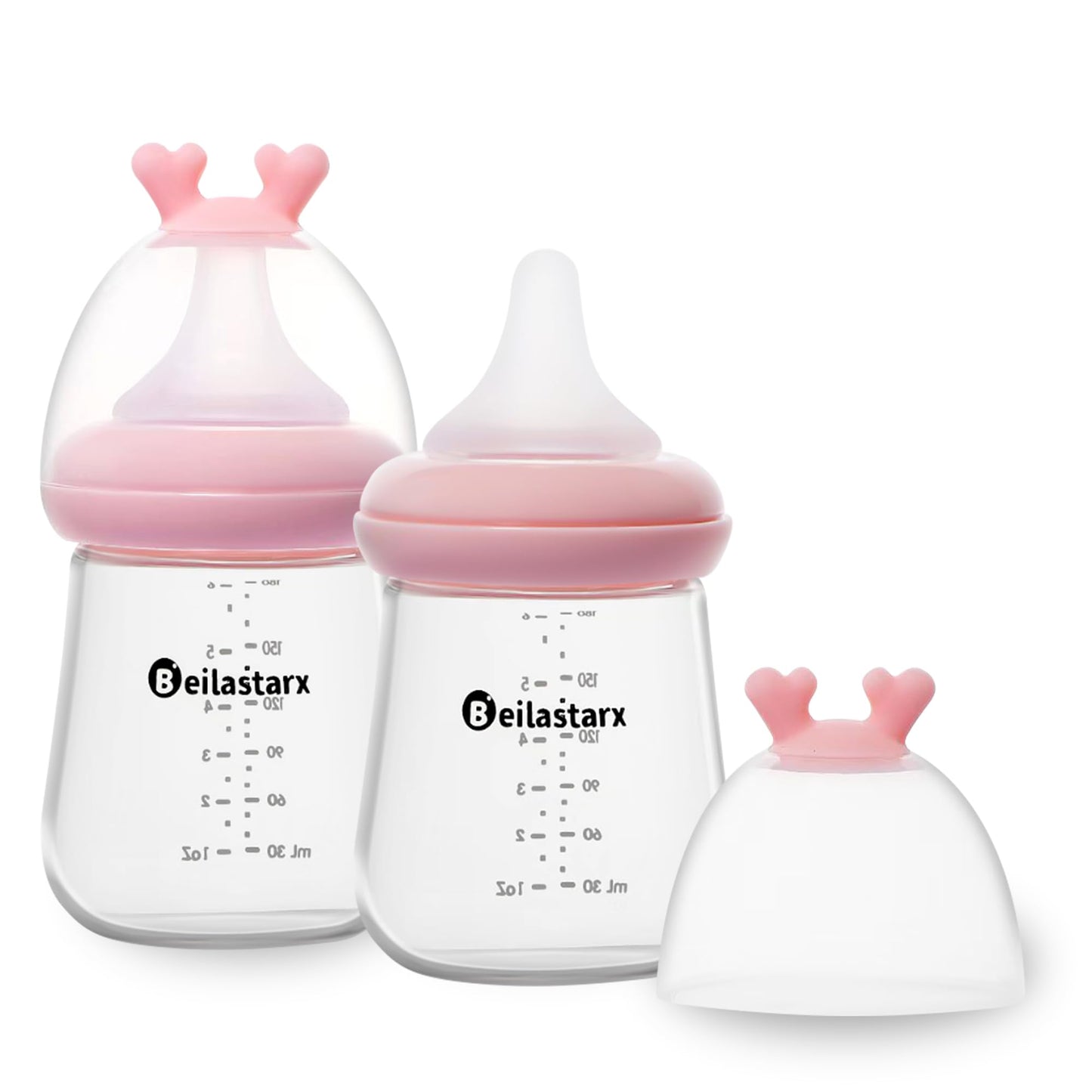 Glass Baby Bottles with Natural Response Nipple Size SS - Anti Colic Baby Bottles Wide Neck Slow Flow Baby Bottle (Red, 4oz (Pack of 4))