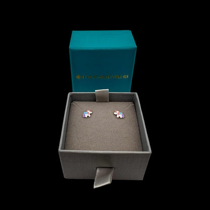 Five Star Jewelers 14k Solid Gold Unicorn Stud Earrings for Girls - Hypoallergenic Kids Jewelry with Secure Screw Back - Adorable Vibrant Enamel Design - Little Girl Earrings - Gift Box