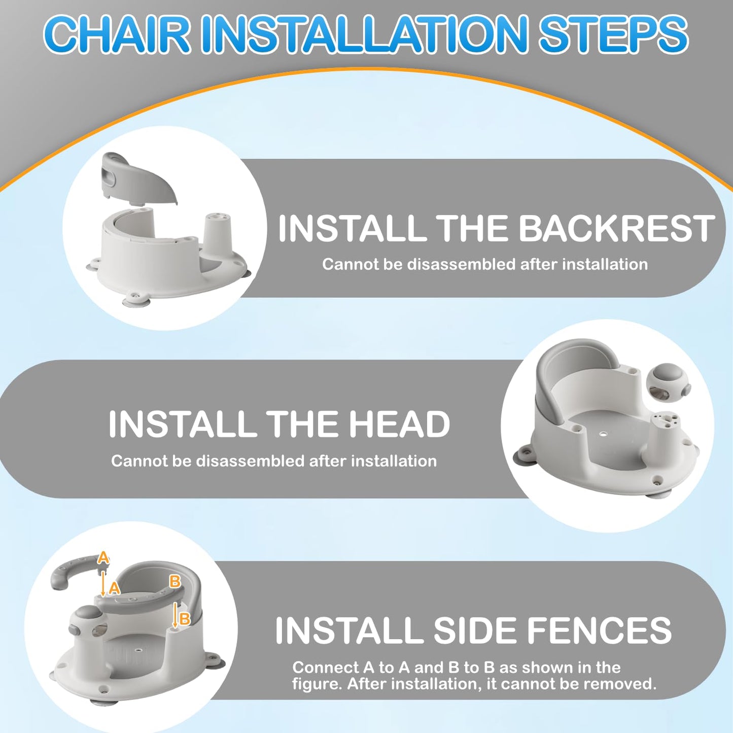 Baby Bath Seat for Babies 6 Months & up, Non-Slip Toddler Bath Seat for Baby & Newborn, Sit Up Bath Seat for Baby,Grey