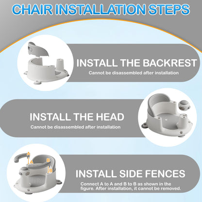 Baby Bath Seat for Babies 6 Months & up, Non-Slip Toddler Bath Seat for Baby & Newborn, Sit Up Bath Seat for Baby,Grey