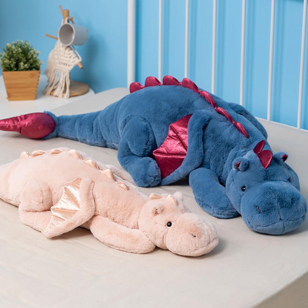 43.3Inches 7Lbs Blue Weighted Dragon Stuffed Animal, Large Blue Weighted Dragon Plush Toy for Kids and Adults(2025 Update Version)