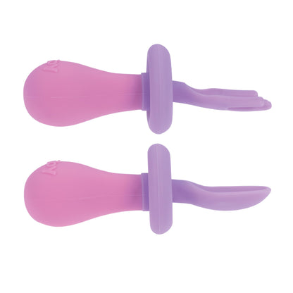 Nuby First Fork and Spoon Set - Utensils with Safety Guards for Babies 6+ Months - Green and Blue