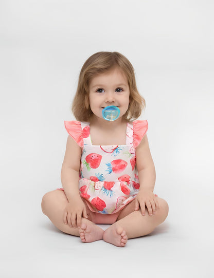 3-18M Newborn Baby Girl Pink Outfits Set Ruffle Sleeve Floral Top + Soild Shorts with Belt