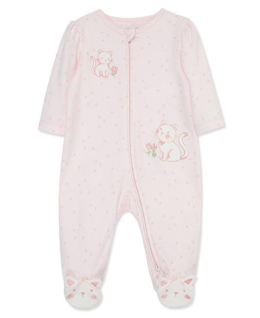 Little Me Clothes for Baby Girls' 100% Cotton Scratch-Free Tag Footie Sleeper, Preemie to 9 Months