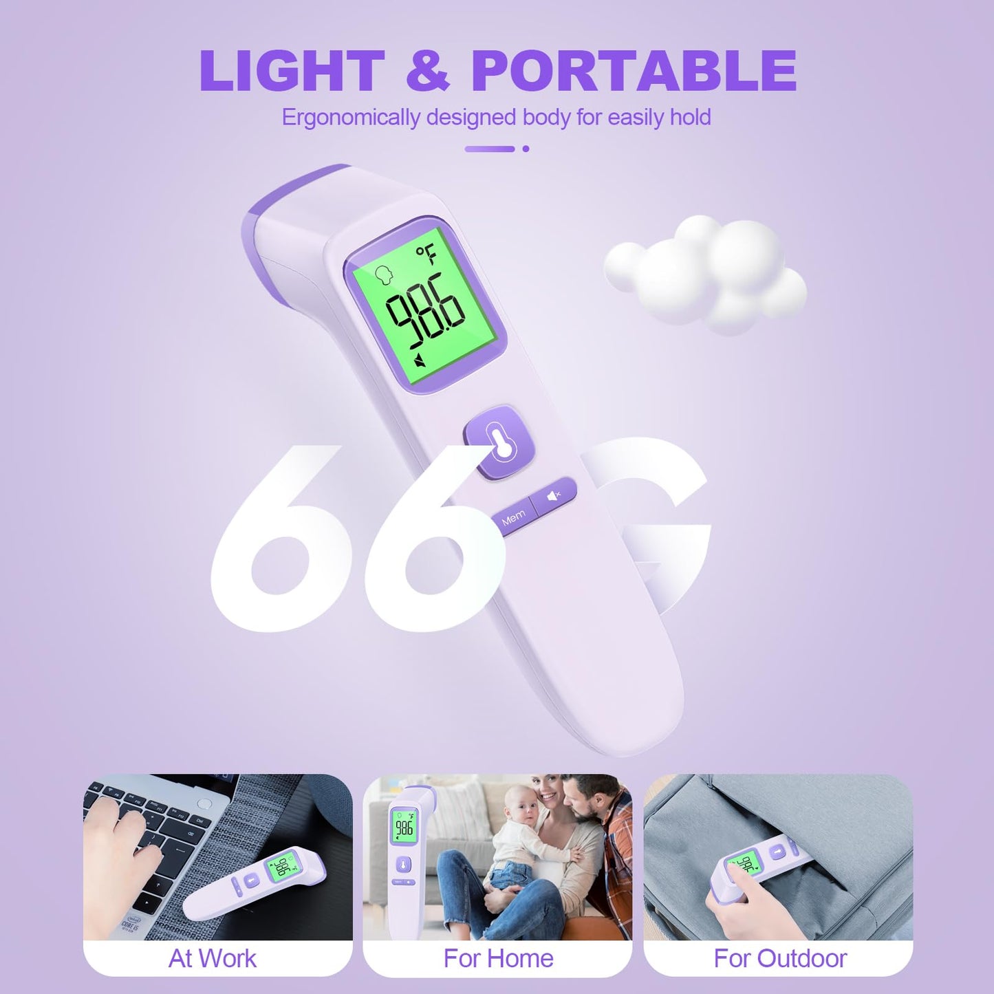 No-Touch Thermometer for Adults and Kids, Accurate Digital Baby Thermometer, FSA HSA Eligible, Fever Alarm & Silent Mode, 2 in 1 Forehead & Object Mode
