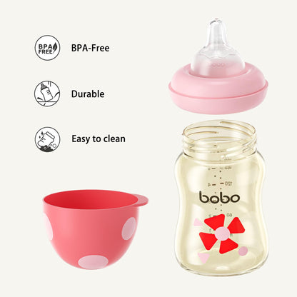 YOHKOH PPSU Baby Bottle Wide Neck, Newborn Anti-Colic Baby Bottle with Natural Response Nipple, Streamlined Body, Easy to Clean (8.8oz (Pack of 2), Yellow)