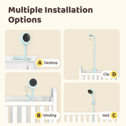 NETVUE Upgraded Baby Camera Monitor Video - 5000mAh Baby Monitor with Camera and Audio, 5" Display, 4 in 1 Bracket Meets The Needs in All Scenarios, Smart Phone App, Cry Detection