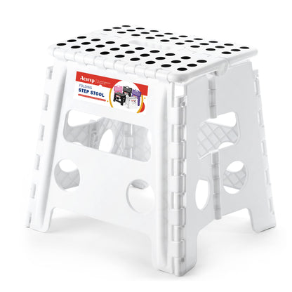 ACSTEP Folding Step Stool 9'' Tall Kids Step Stool Holds Up to 300 lb Plastic Foldable Step Stools for Kids Non-Slip Surface with Carry Handle Collapsible Stool for Home, Outdoor and Indoor(Black)
