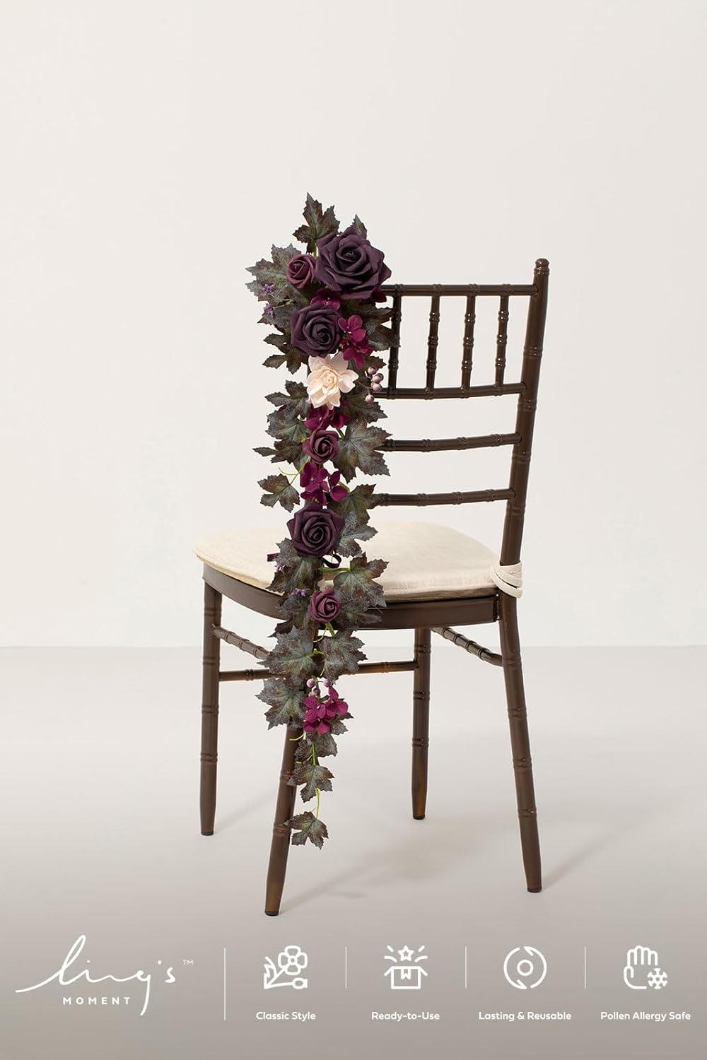 Ling's Moment 10pcs Wedding Chair Decorations Aisle Floral Swag Artificial Pew Flowers Hanging Garland Pink Blush & Cream For Ceremony Reception Church Rose Floral Faux Arrangement Party Outdoor Decor