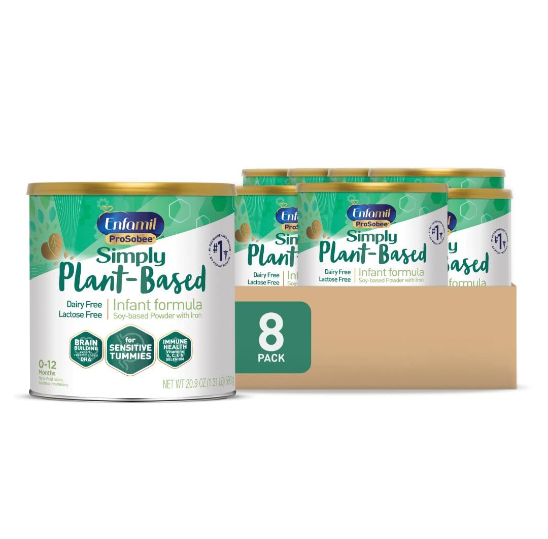 Enfamil Prosobee Plant based Baby Formula, for Sensitive Tummies, Soy-based Plant Sourced Protein, Vitamins for Immune Support, Lactose-free, Milk free, Gluten free, 20.9 Oz Can