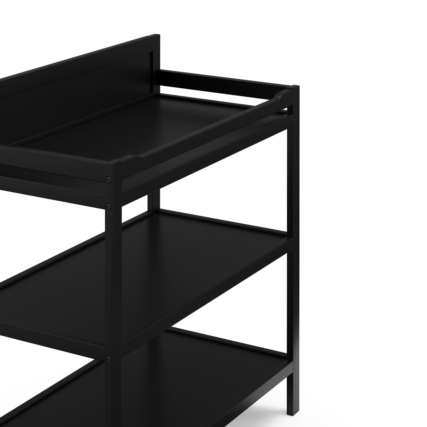 Storkcraft Alpine Changing Table (Black) – GREENGUARD Gold Certified Nursery Changing Table, Includes Water-Resistant Changing Pad, 2 Shelves for Nursery Storage and Organizing
