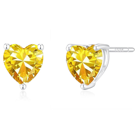 14K Gold Plated Stud Earrings 925 Sterling Silver Post Earrings Heart Love Cubic Zirconia Stud Earrings Small Cute for Women