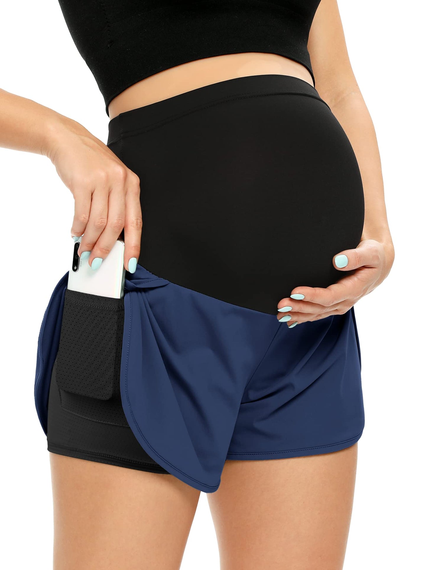POSHGLAM Women‘s Maternity Shorts Over Belly Workout Running Casual Summer Pregnancy Shorts
