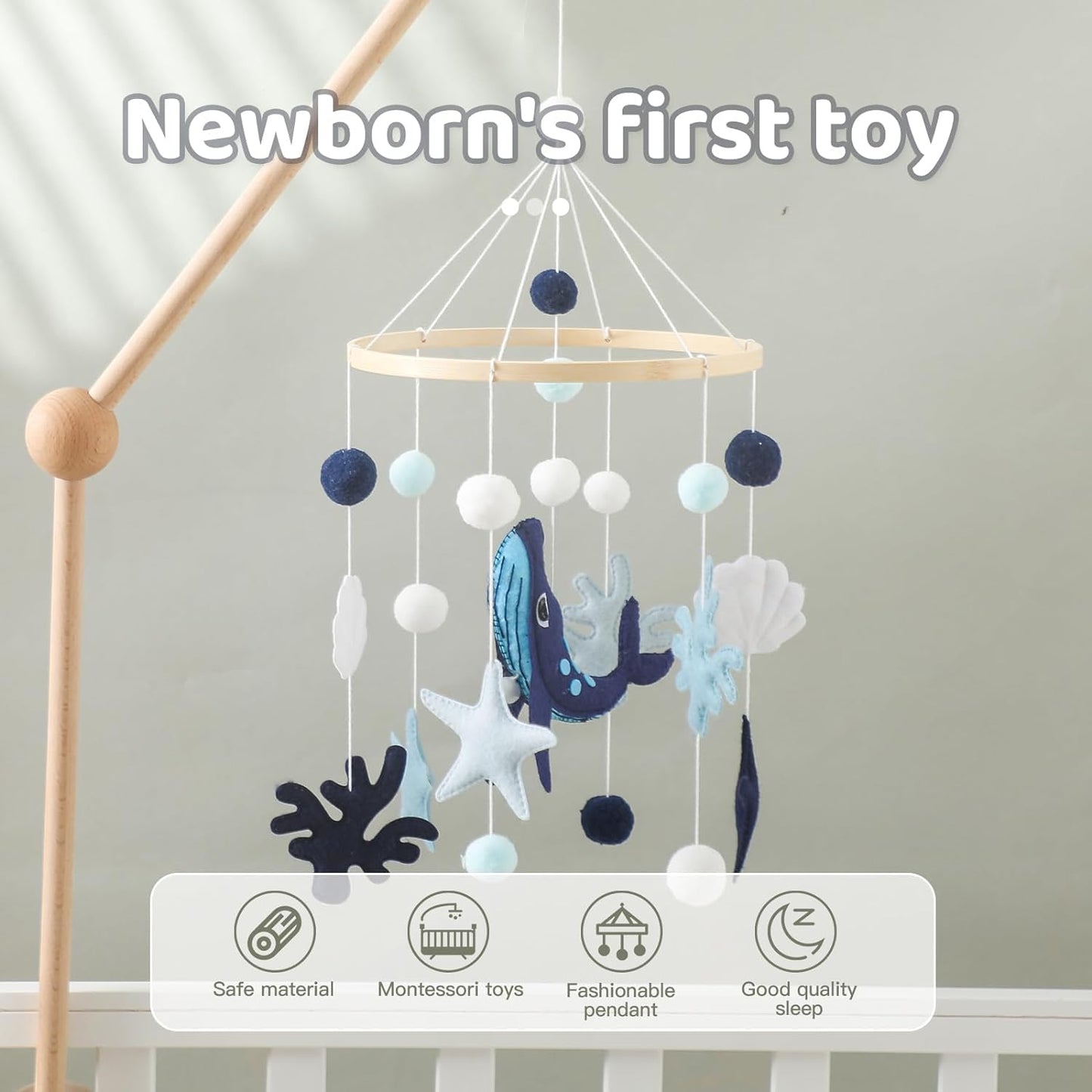 EERKEOD Baby Crib Mobile Bear Nursery Mobile for Boys Girls Teddy Velvet Mobile Nursery Decor for Infant Bedroom Hanging Baby Mobile for Bassinet Newborn Baby Gift（Brown Bear）