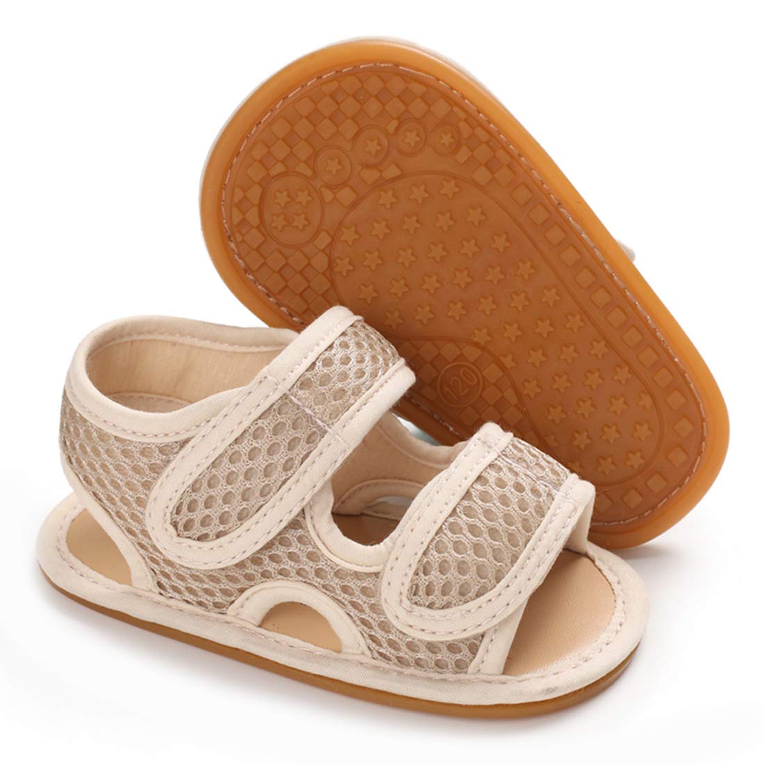 Sawimlgy Baby Girls Boys Sandals Summer Flowers Shoe Rubber Sole PU Leather Mesh Infant Toddler First Walkers Princess Dress Outdoor Shoes