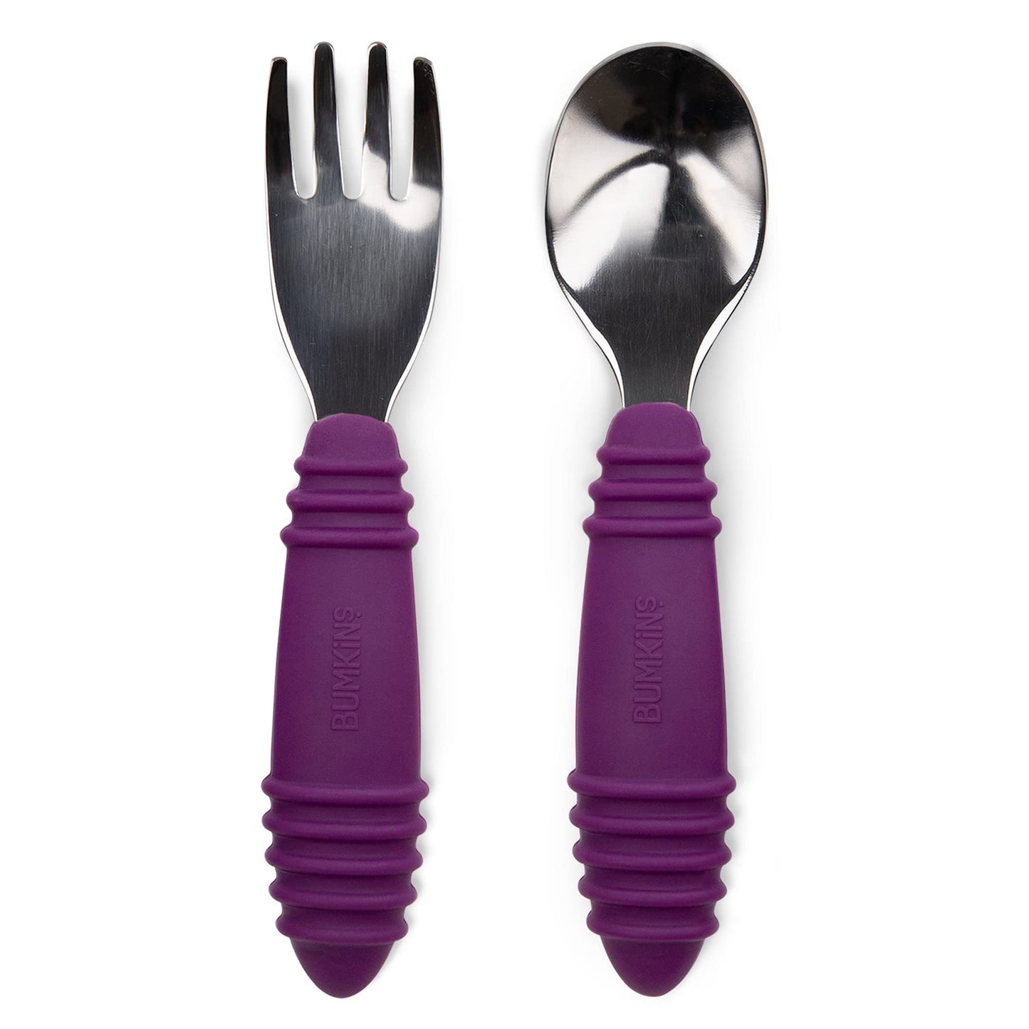 Bumkins Disney Baby Utensils Set, Chewtensils Silicone Spoons for Dipping, Self-Feeding, Baby Led Weaning, Trainer Learning, First Stage Eating, Soft Fork and Spoon, Babies 6 Months, Minnie Mouse