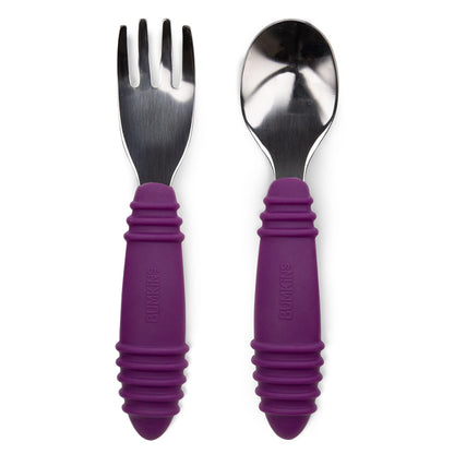 Bumkins Disney Baby Utensils Set, Chewtensils Silicone Spoons for Dipping, Self-Feeding, Baby Led Weaning, Trainer Learning, First Stage Eating, Soft Fork and Spoon, Babies 6 Months, Minnie Mouse