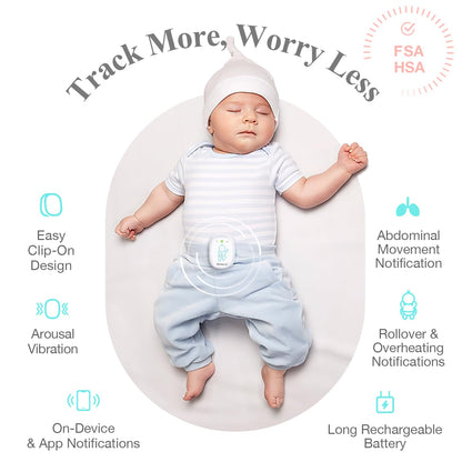 Sense-U Pro Baby Movement Monitor with Arousal Vibration, Movement/Rollover/Overheating Alerts, Audible & App Notifications, Easy Clip-On Design, Smart Sleep Monitor, FSA/HSA Eligible
