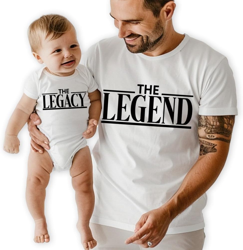 The Legend The Legacy - Personalized Dad & Baby Matching Outfits - Son & Daughter Shirts - First Time Dad & Baby Matching Set
