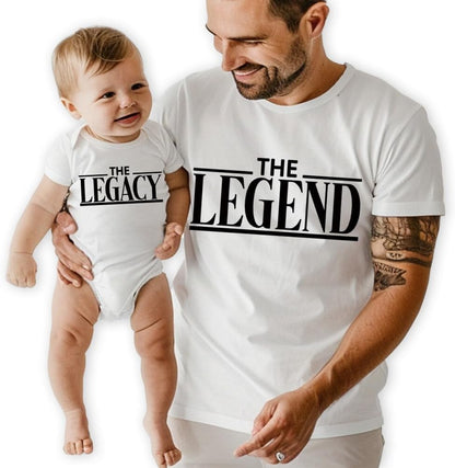 The Legend The Legacy - Personalized Dad & Baby Matching Outfits - Son & Daughter Shirts - First Time Dad & Baby Matching Set