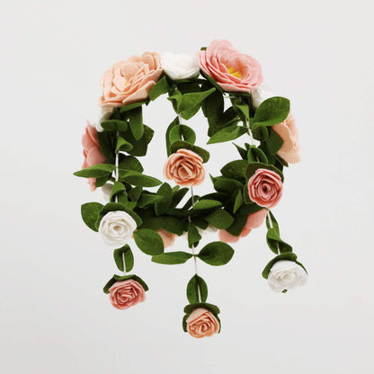 Baby Crib Mobile (Felt Rose) - Baby Shower Gift Nursery Decorations - Handmade Floral Decor for Girls