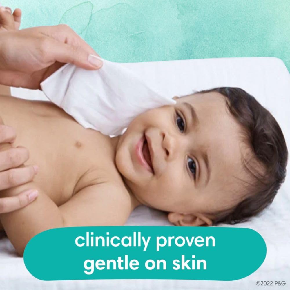 Pampers Baby Wipes Aqua Pure, 99% water-based wipes, Hypoallergenic and Unscented Infant Wipe, 896 Total (16 Flip-Top Packs)