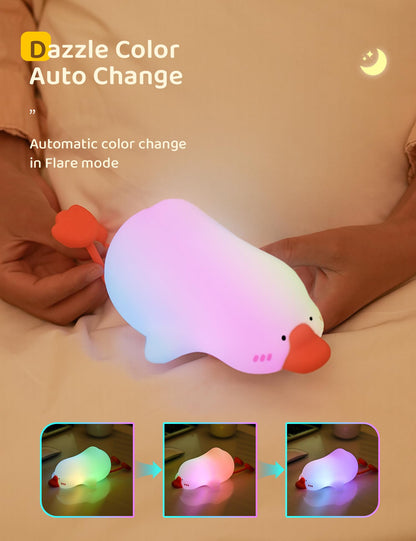 Nursery Night Light, RGB Bunny with 7 Colors & 3 Dim Levels, Rechargeable Silicone, Room Decor & Kids Gift