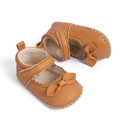 Meckior Infant Baby Girls Boys Handmade Princess Flats Toddler First Walkers Soft PU Leather Non-Slip Crib Wedding Dress Shoes