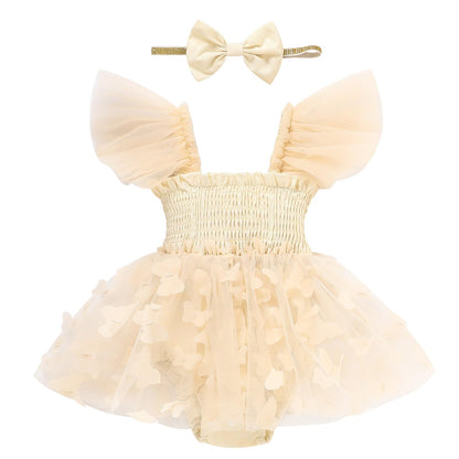 Baby Girl Clothes Infant Tulle Romper Ruffe Sleeveless Bodysuit Baby Girl Outfits Infant Girl Dress 0-18M