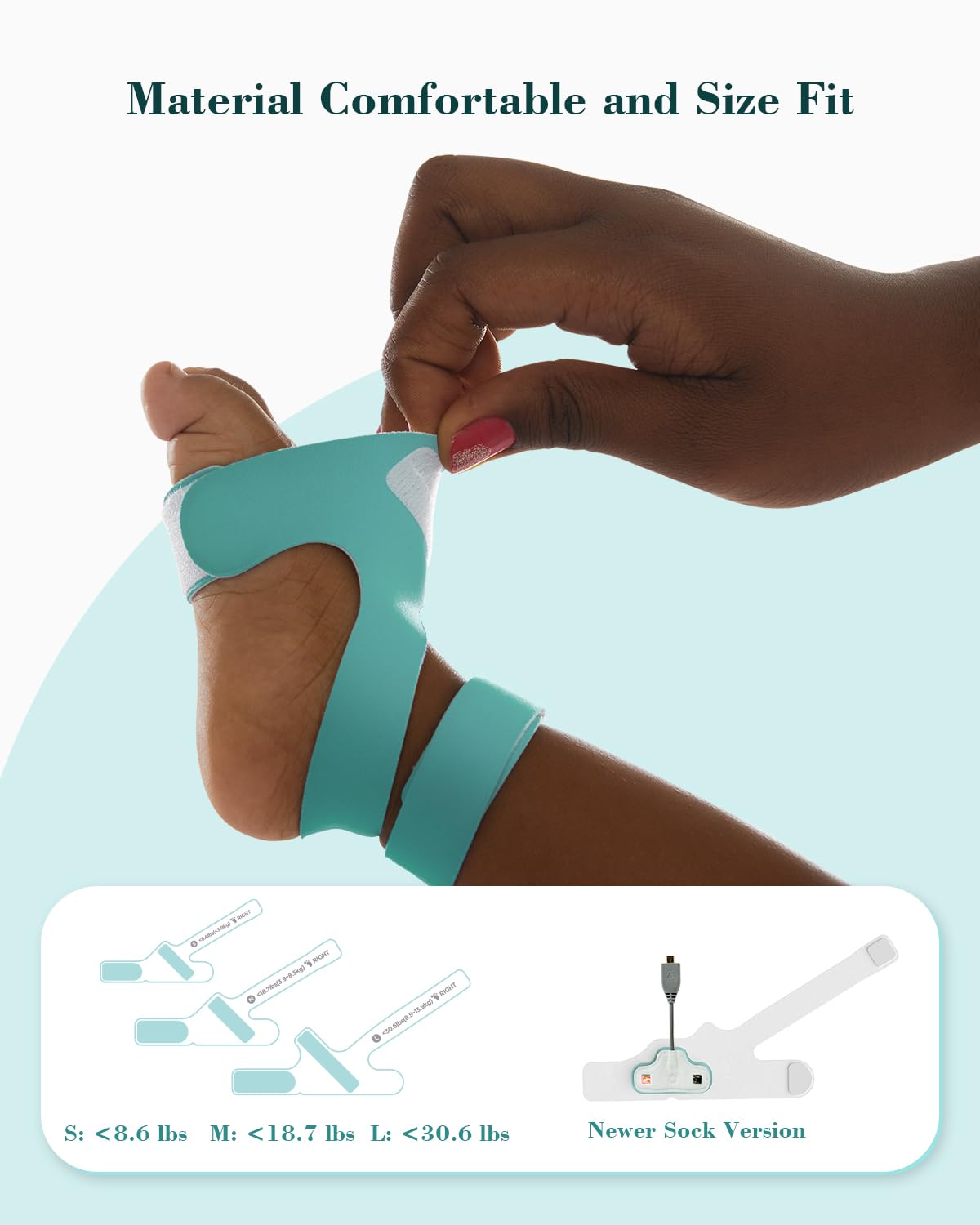Babytone Baby Sleep Monitor with Base Station- Smart Sleep Sock, Tracking Heart Rate, Avg O2 and Movement, Wearable Baby Oxygen Foot Monitor with Bluetooth and APP, for 0-36 Months Newborn