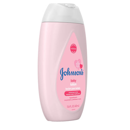 Johnson's Moisturizing Mild Pink Baby Lotion with Coconut Oil for Delicate Baby Skin, Dye-Free, Hypoallergenic & Dermatologist-Tested, Baby Skin Care, 13.6 fl. oz