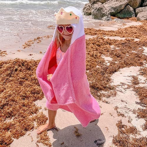 Hooded Baby Towel for Kids 2-8 | Large 100% Cotton Baby Towel for Girls | Cute Flower Bath Towels for Babies and Toddlers with Pink Petals
