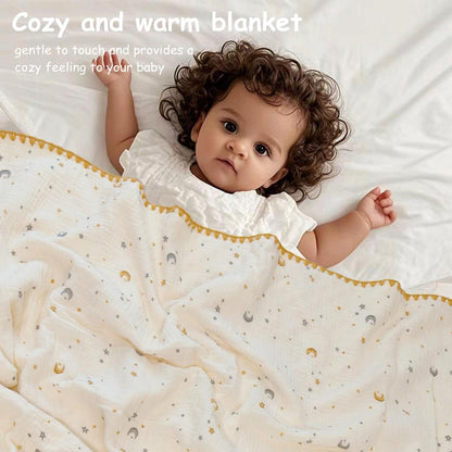 Baby Soft Muslin Thick Blanket Cotton and Dotted Backing Double Layer Receiving Blanket 40"x40" Bunny