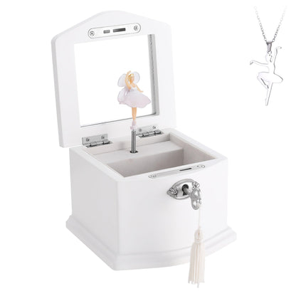 Medium Pink Ballerina Musical Jewelry Box with Mirror and Lock for Girls,Pink Kid's Jewelry Storage Music Chest,Gifts for Christmas,New Year and All Hoidays