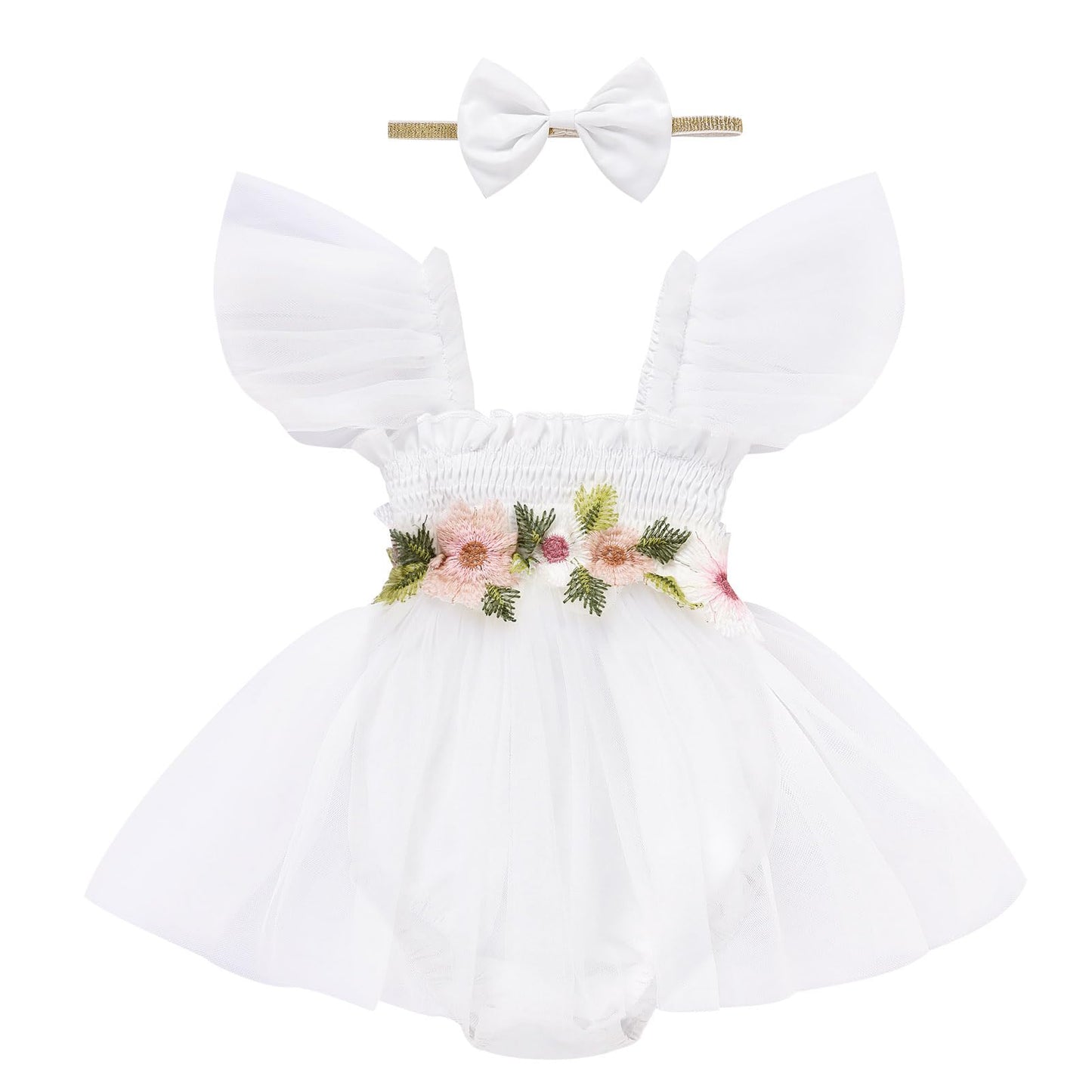 Baby Girl Clothes Infant Tulle Romper Ruffe Sleeveless Bodysuit Baby Girl Outfits Infant Girl Dress 0-18M