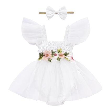 Baby Girl Clothes Infant Tulle Romper Ruffe Sleeveless Bodysuit Baby Girl Outfits Infant Girl Dress 0-18M