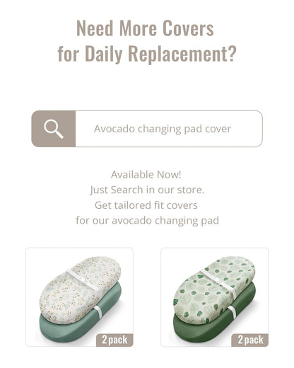Blissful Diary Muslin Baby Changing Pad with Waterproof Lining Foam, Diaper Changing Table Pad with Cover for Dressers (Monstera, Avocado)