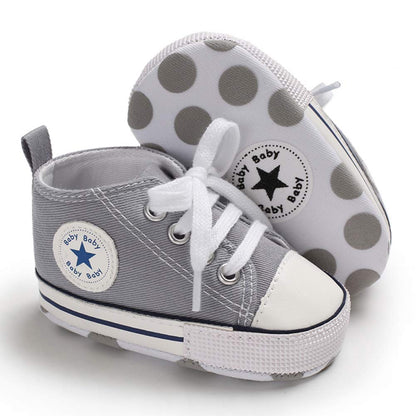 Unisex Baby Girls Boys Canvas High-top Shoes, Newborn Infant Anti-Slip Soft Sole Frist Walking Breathable Sneakers