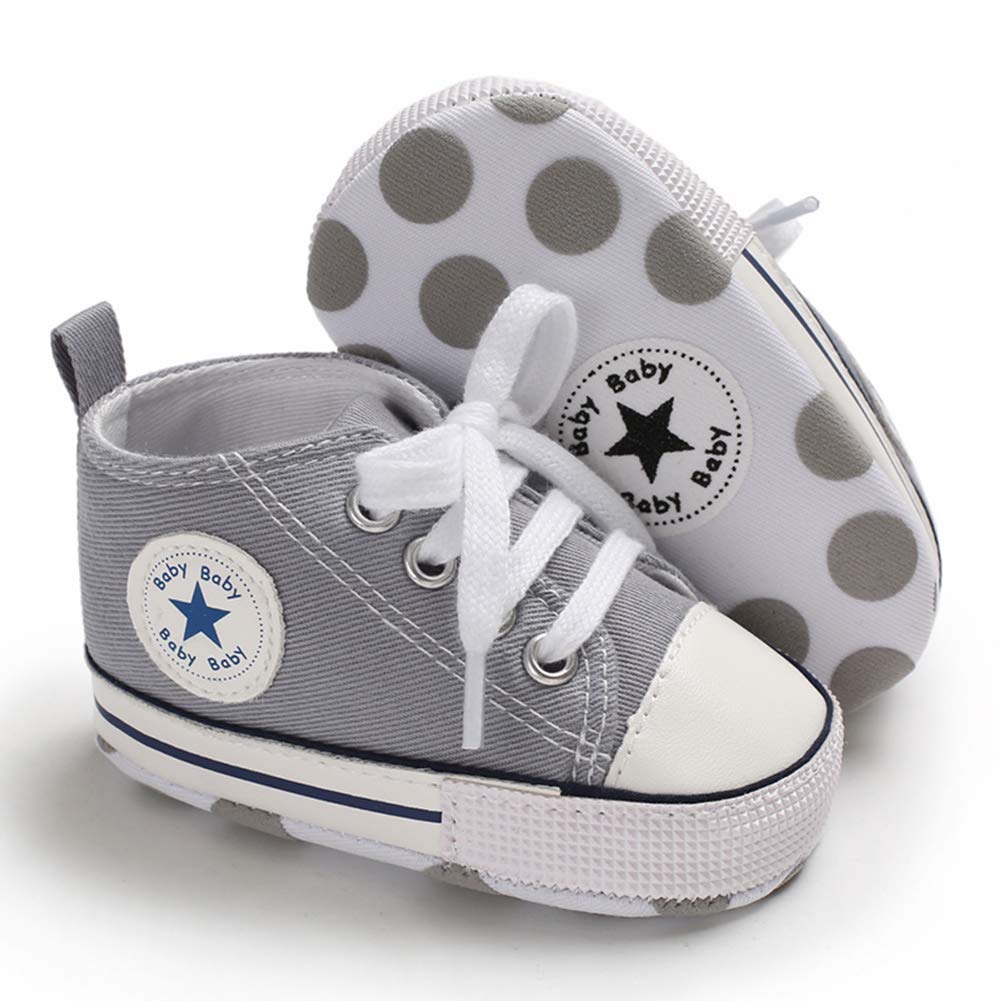 Unisex Baby Girls Boys Canvas High-top Shoes, Newborn Infant Anti-Slip Soft Sole Frist Walking Breathable Sneakers