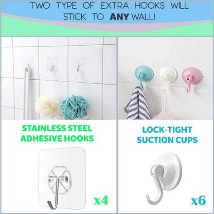 2 x Mesh Bath Toy Organizer + 8 Ultra Strong Hooks – The Perfect Bathtub Toy Holder & Bathroom or Shower Caddy – These Multi-use Net Bags Make Baby Bath Toy Storage Easy – For Kids & Toddlers