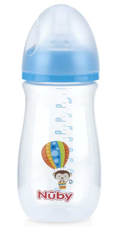 Nuby Tritan Wide Neck Non-Drip Bottles with Anti-Colic Air System: 9oz./ 270 Ml, 3 Pack, 0M+, Purple/Pink/Orange