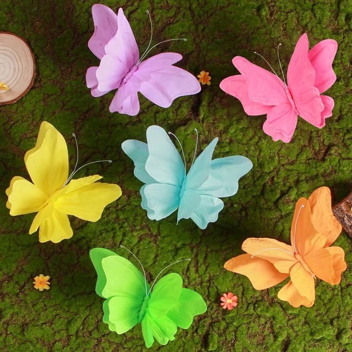 SUNBEAUTY Butterfly Party Decorations, 3D Paper Butterfly Decoration, Hanging Paper Butterfly for Baby Shower Decorations Girls, Women, Paper Flowers for Wall Decoration, Set of 4