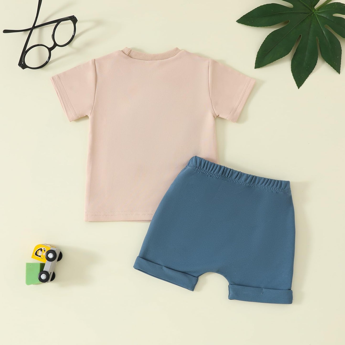 Toddler Baby Boy Summer Clothes Embroidered Farm Tractor Shirt and Short Set 2-Piece Outfits for Boys
