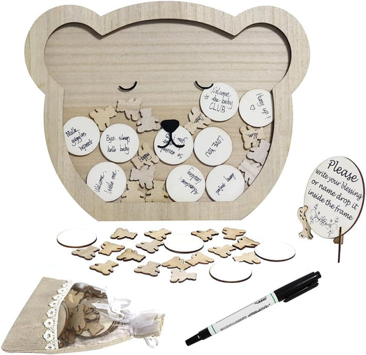 Baby Shower Guest Book Bear Style Baby Shower Decorations for 50 Guests with Pen, Newborn Party Gifts for Soon to Be Moms Baby Shower Guest Book Alternatives Set
