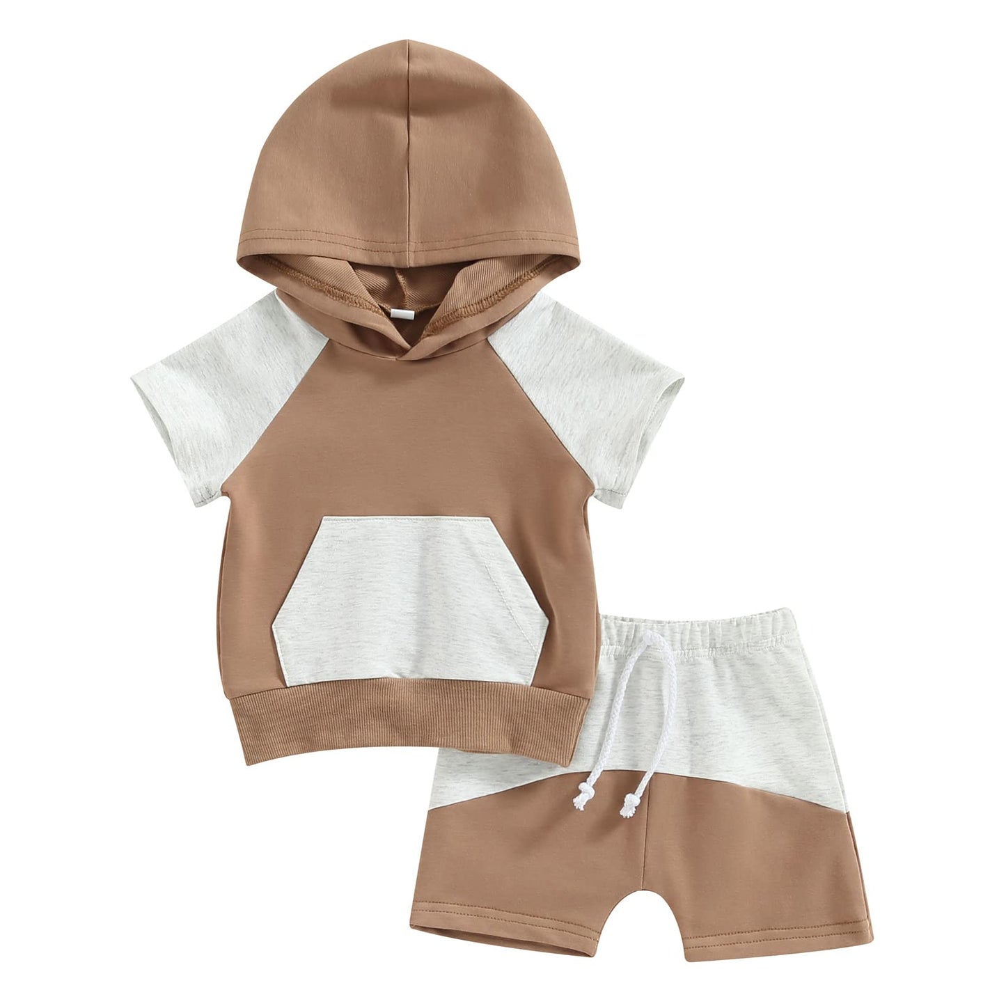 Toddler Baby Boy Summer Outfit Short Sleeve Hooded Stripes Top Casual Shorts Set Infant Newborn Clothes 6 12 18 24 Month