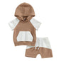 Toddler Baby Boy Summer Outfit Short Sleeve Hooded Stripes Top Casual Shorts Set Infant Newborn Clothes 6 12 18 24 Month