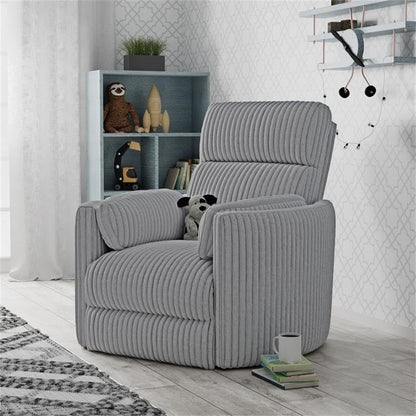 Pemberly Row Contemporary Fabric Swivel Glider Recliner in Ivory
