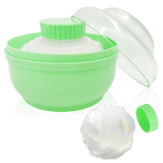 BPA Free Baby Powder Puff Box, Large 2.8" Fluffy Body After-Bath Powder Case, Baby Care Face/Body Villus Powder Puff Container, Makeup Cosmetic Talcum Powder Container with Hand Holder (Pink)